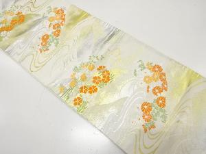 アンティーク　流水に菊・撫子模様織り出し袋帯（材料）